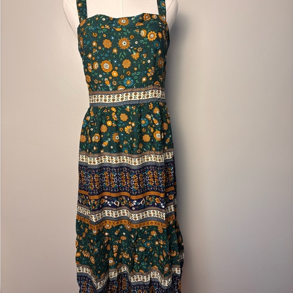 Umgee Dresses & Skirts - Umgree Floral Sleeveless Earth Tone Side Zip Maxi Dress Size Small